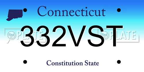 332VST Connecticut License Plate
