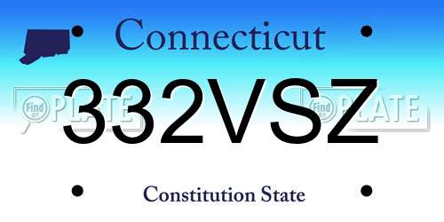 332VSZ Connecticut License Plate
