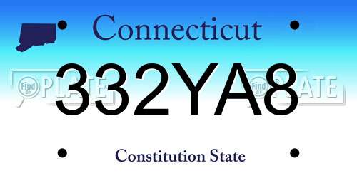 332YA8 Connecticut License Plate