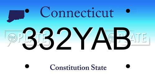 332YAB Connecticut License Plate