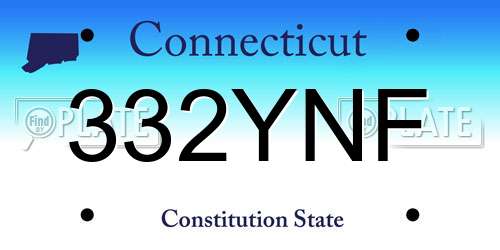 332YNF Connecticut License Plate