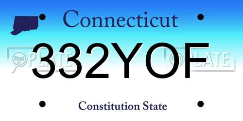 332YOF Connecticut License Plate