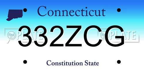 332ZCG Connecticut License Plate