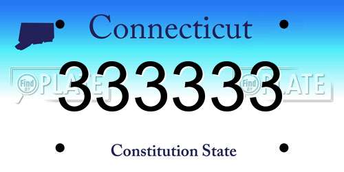 333333 Connecticut License Plate