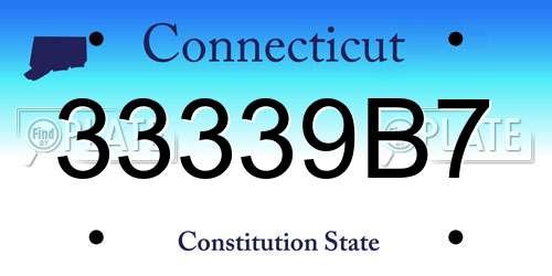 33339B7 Connecticut License Plate