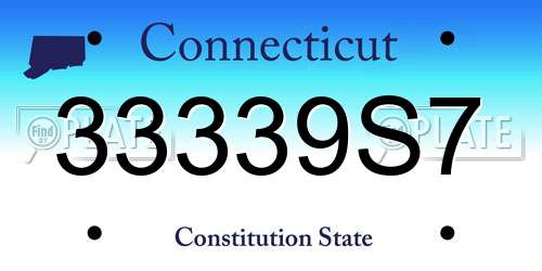 33339S7 Connecticut License Plate
