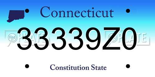 33339Z0 Connecticut License Plate