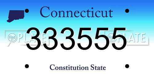 333555 Connecticut License Plate