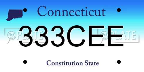 333CEE Connecticut License Plate