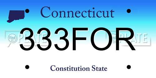 333FOR Connecticut License Plate