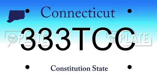 333TCC Connecticut License Plate