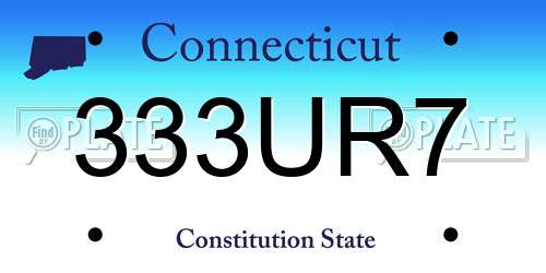 333UR7 Connecticut License Plate