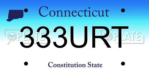 333URT Connecticut License Plate