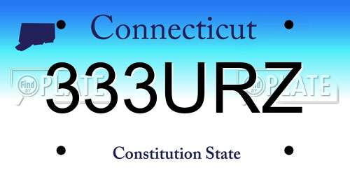 333URZ Connecticut License Plate