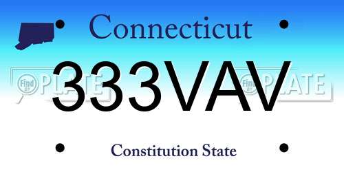333VAV Connecticut License Plate