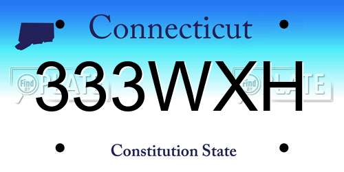 333WXH Connecticut License Plate