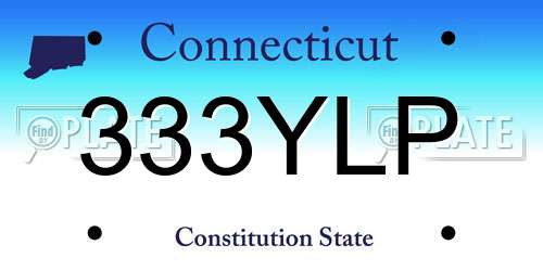 333YLP Connecticut License Plate
