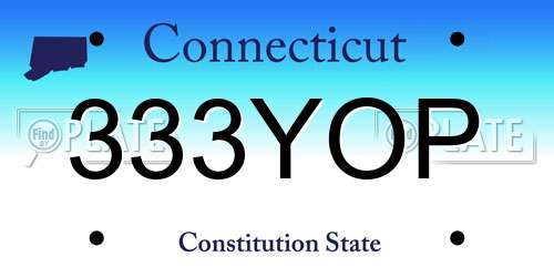 333YOP Connecticut License Plate