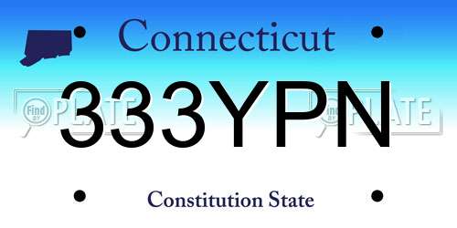 333YPN Connecticut License Plate