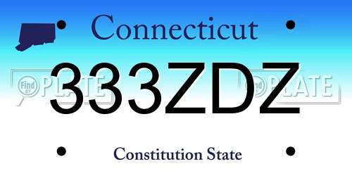 333ZDZ Connecticut License Plate
