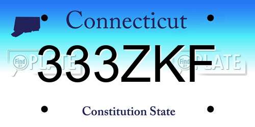 333ZKF Connecticut License Plate