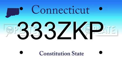 333ZKP Connecticut License Plate
