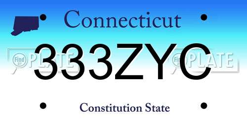 333ZYC Connecticut License Plate