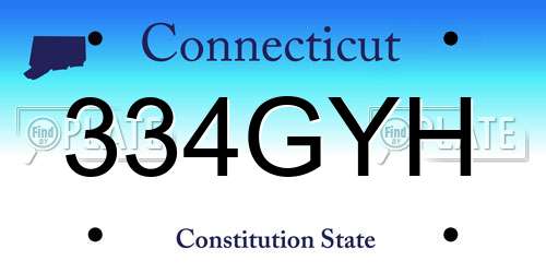 334GYH Connecticut License Plate