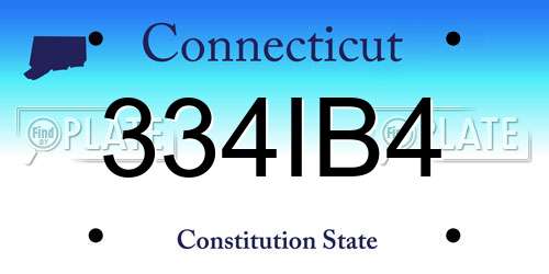 334IB4 Connecticut License Plate