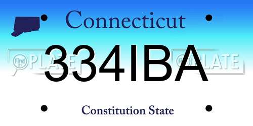 334IBA Connecticut License Plate