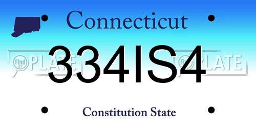 334IS4 Connecticut License Plate