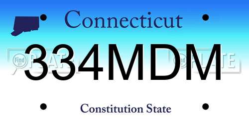 334MDM Connecticut License Plate