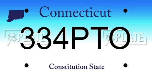 334PTO Connecticut License Plate