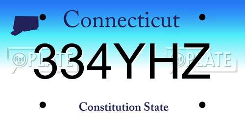 334YHZ Connecticut License Plate