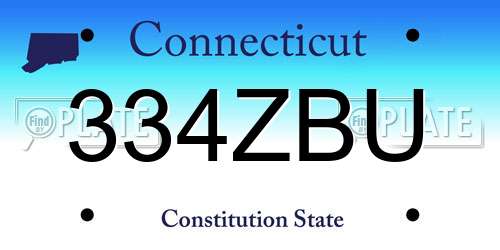 334ZBU Connecticut License Plate