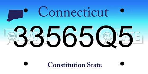 33565Q5 Connecticut License Plate