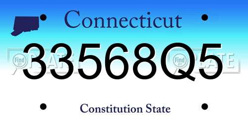33568Q5 Connecticut License Plate