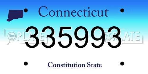 335993 Connecticut License Plate