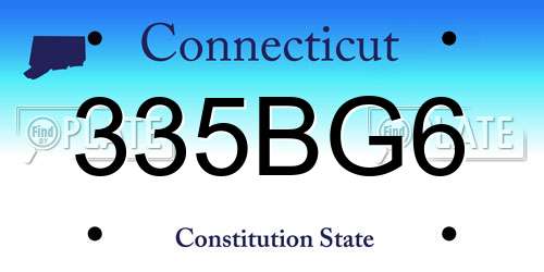 335BG6 Connecticut License Plate