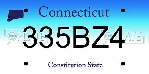 335BZ4 Connecticut License Plate