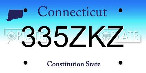 335ZKZ Connecticut License Plate