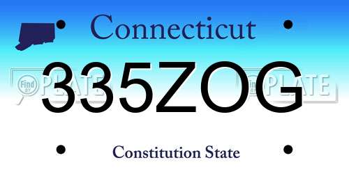 335ZOG Connecticut License Plate