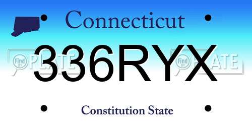 336RYX Connecticut License Plate