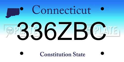 336ZBC Connecticut License Plate