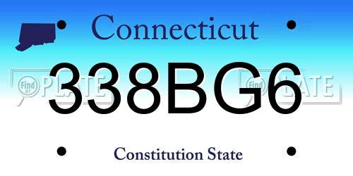 338BG6 Connecticut License Plate