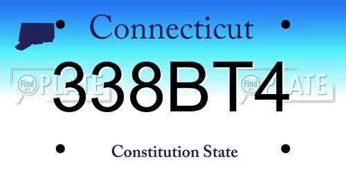 338BT4 Connecticut License Plate
