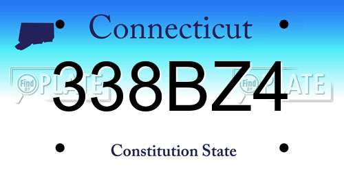 338BZ4 Connecticut License Plate