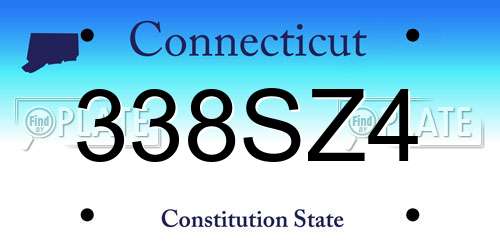 338SZ4 Connecticut License Plate