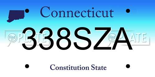 338SZA Connecticut License Plate