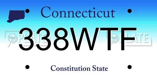 338WTF Connecticut License Plate